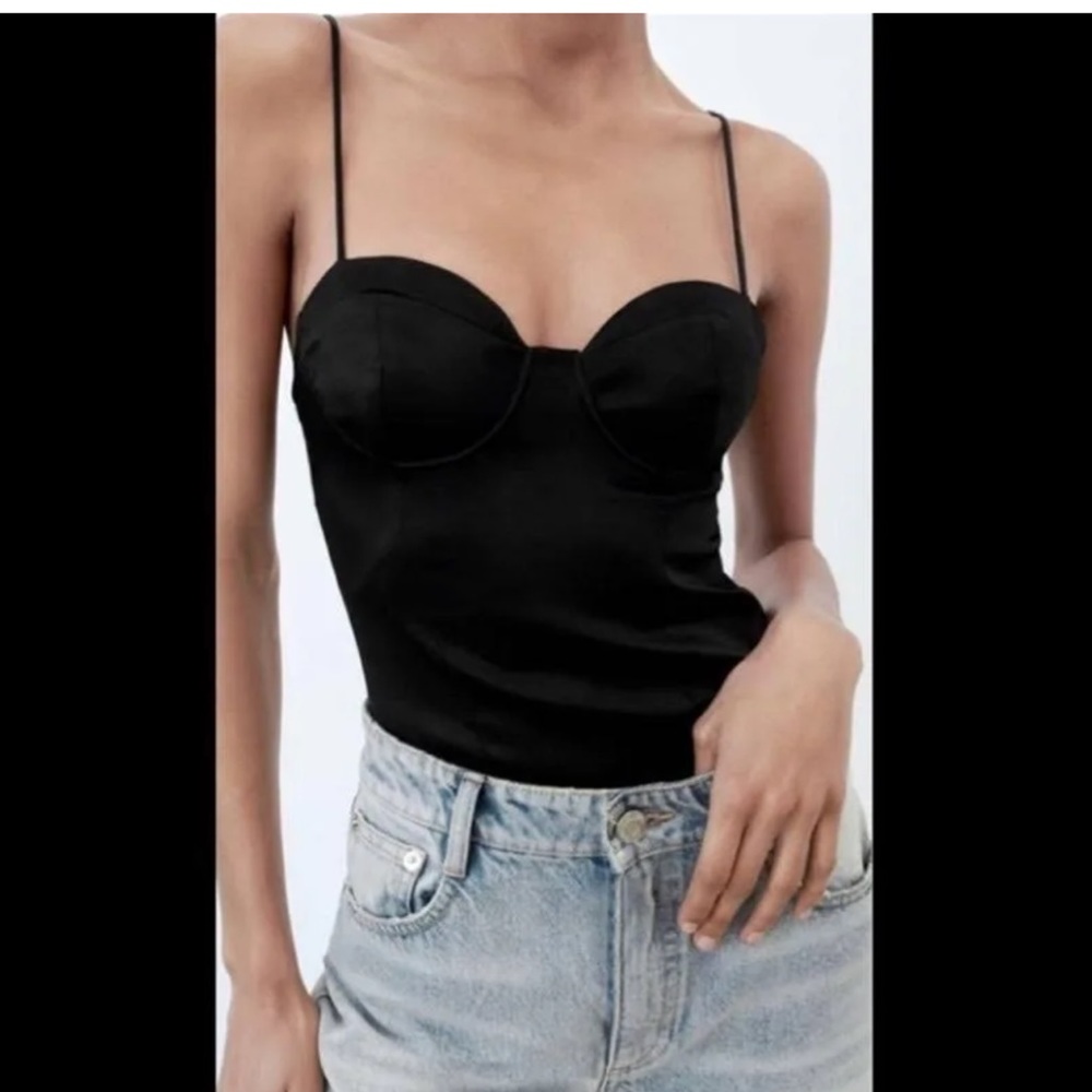 Zara Black Spaghetti Strap Bodysuit